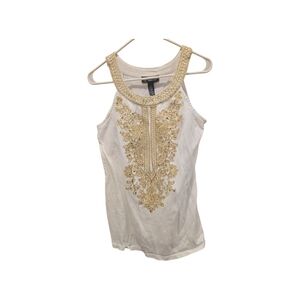 Embellished White and Gold Women's Top